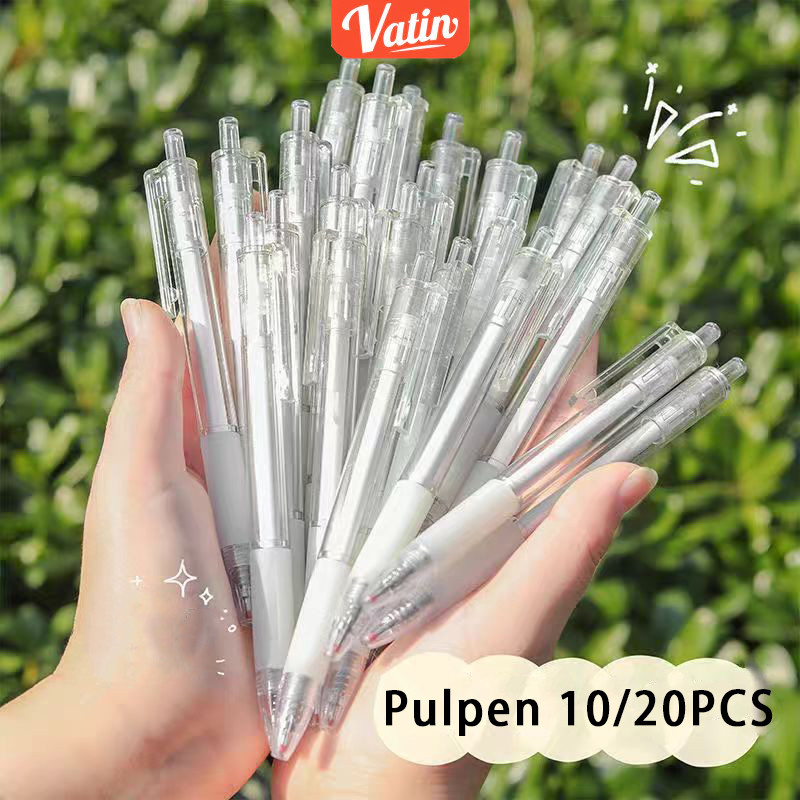 

Pena Gel Simple Pen White black Mekanik 0.5mm 10/20 Pcs Aesthetic Pen