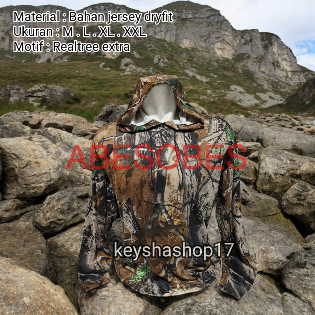 Kaos hoodie motif realtree bahan jersey dryfit