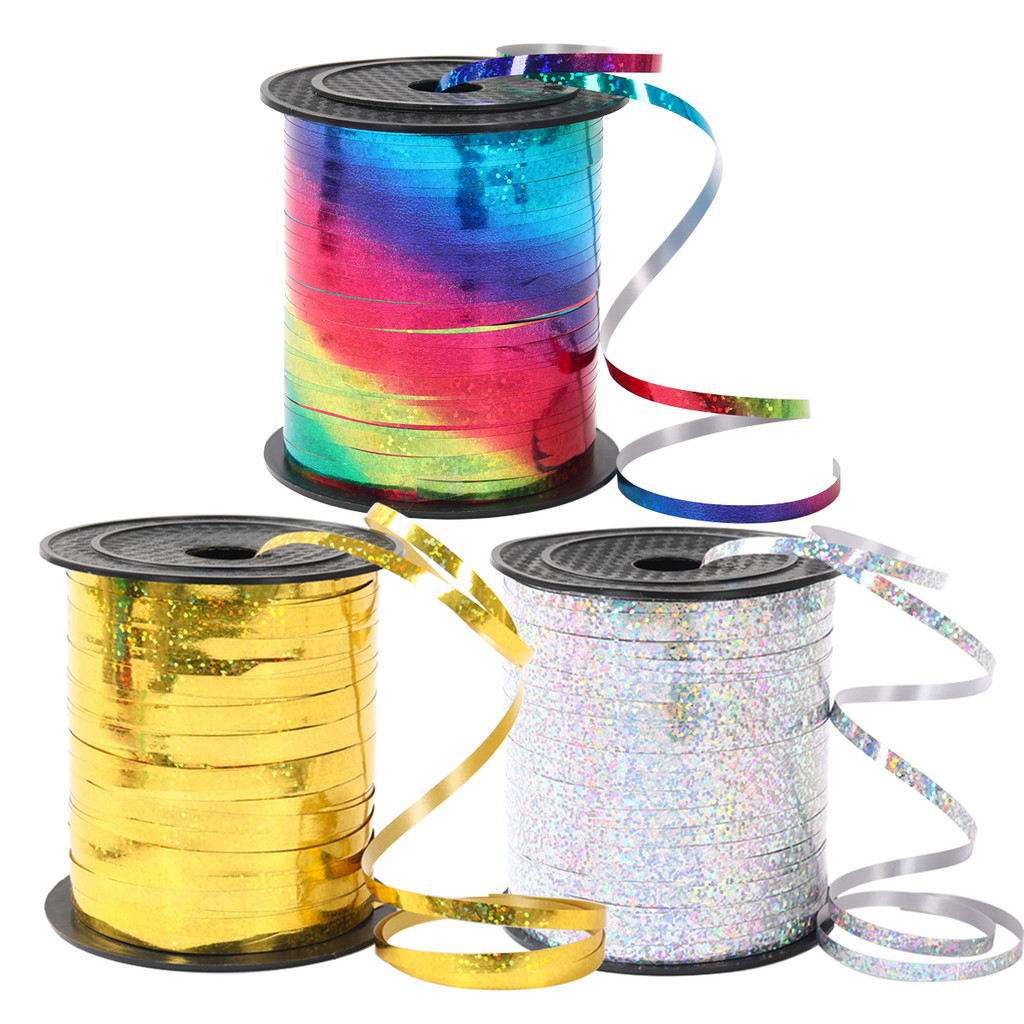 

1 Roll 250 Yard Rainbow Ribbon Metallic Shiny Curling Ribbon For Gift Wrapping Balloon String Bouquets Flower Birthday Decor