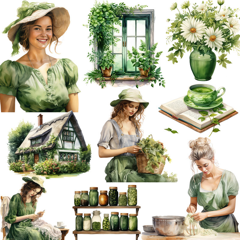 

20Pcs/Pack Green Life Sticker DIY Craft Scrapbooking Album Junk Journal Decorative Stickers