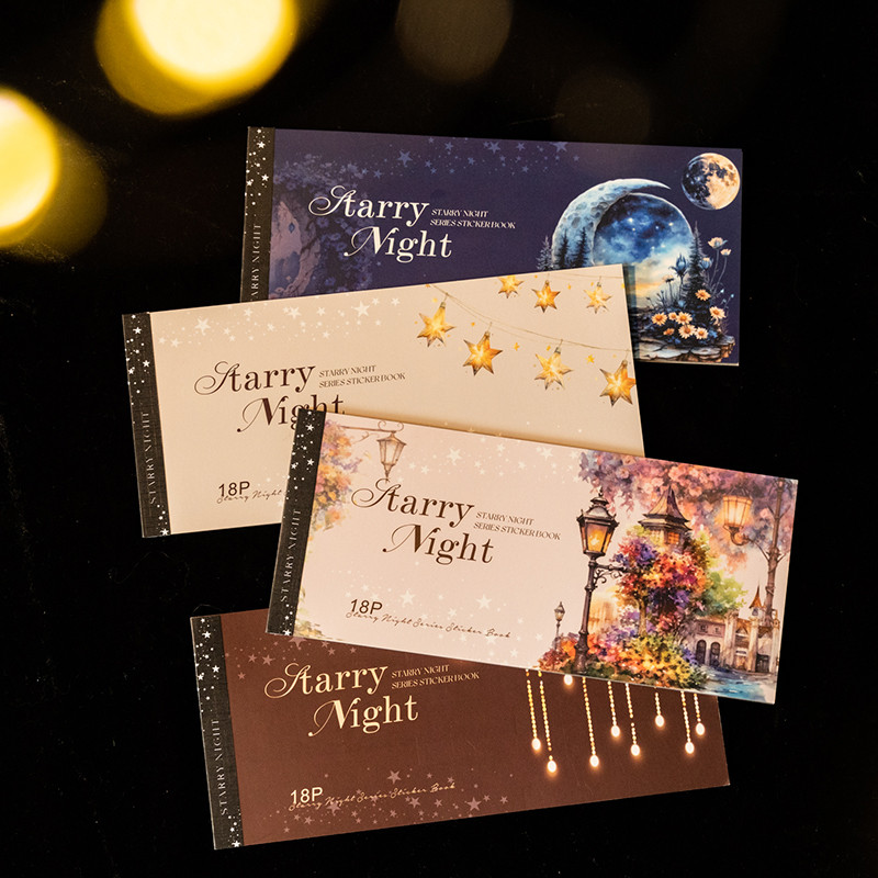

Journal GO 18pcs Starry Night Stickers Scrapbooking Landscaping Material Collage PET Sticker Creative DIY Journal Card Diary
