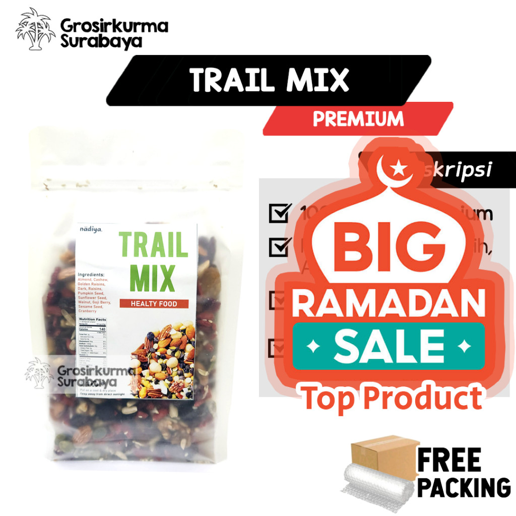 

TRAIL MIX 1KG Kacang Biji Buah Kering Premium Mix Original Organic Kaya Serat Untuk Tubuh Sarapan