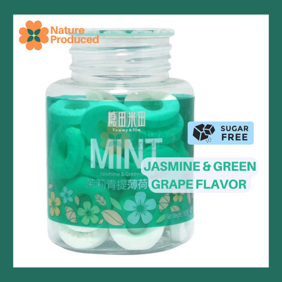 

Tommy And Tim Jasmine & Green Grape Flavor Sugar Free Mint Table Candy 45gr | Permen Import