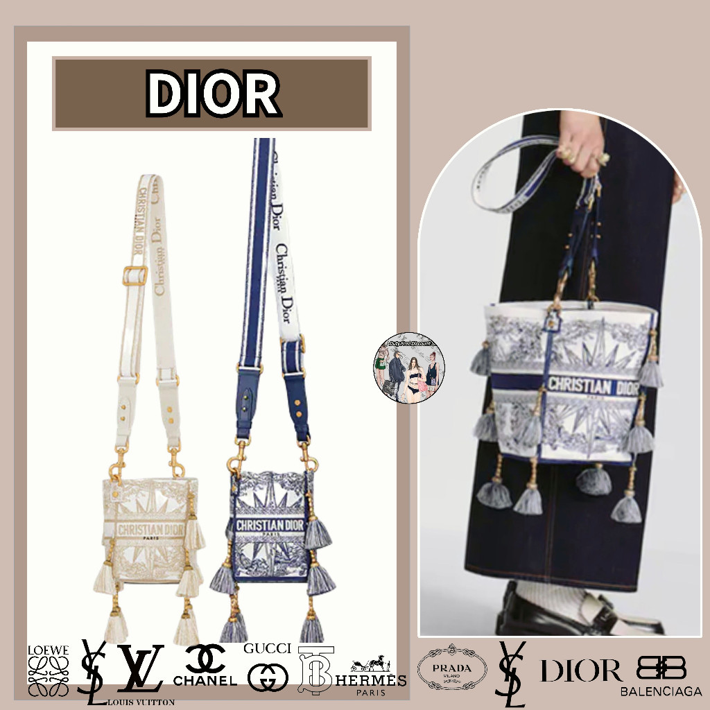 Dior / Mini B-BUBBLE Bucket Bag / Tas Wanita / Tas Bahu Kewajiban / Tas Crossbody / Barang Otentik d