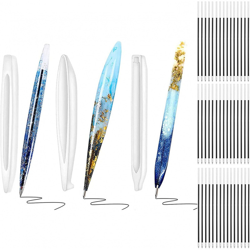

3 Resin Pen Mold，Belt 45 Ink Refill，Ballpoint Pen Silicone Mold and Resin Casting Mold，Suitable DIY Handicrafts and Student Gif