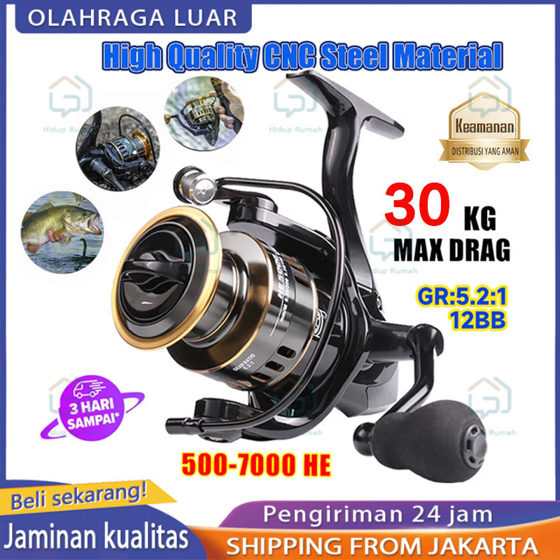 (Jakarta+In Stock)reel pancing Metal HE500mini - 7000 10kg drag reel pancing murah kuat cuci gudang 