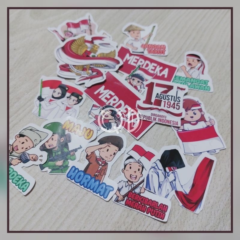 

Stiker Kertas Kemerdekaan Sticker Glossy Tema Kemerdekaan 14pcs Sticker