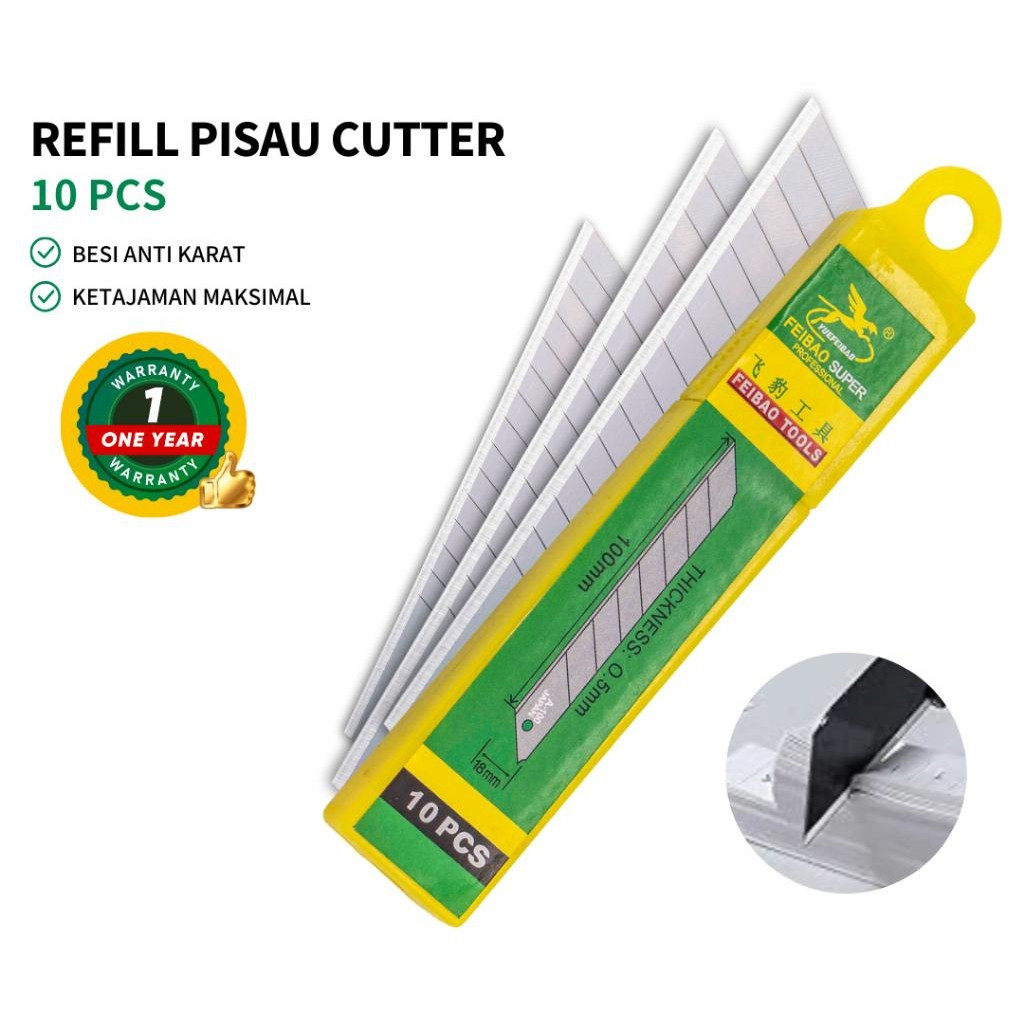 

Refil Isi Pisau Cutter / Isi Ulang Cutter / Knife Blade Refill 10 PCS / 14 Bagian / F32-0098A/Feibao