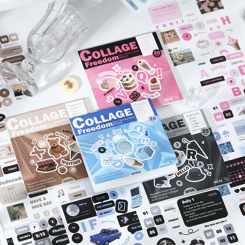 

Mr. Paper 4Style 20Pcs/box Vintage INS English no-cut sticker book DIY handbook material decoration collage