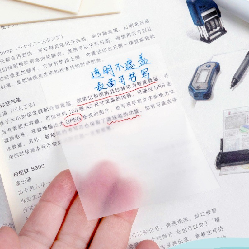 

50Sheets/Set Memo Pad Staff Students Stationery Transparent Sticky Note Pad Self-adhesive Notepad Memo Pad Marker Label Stickers