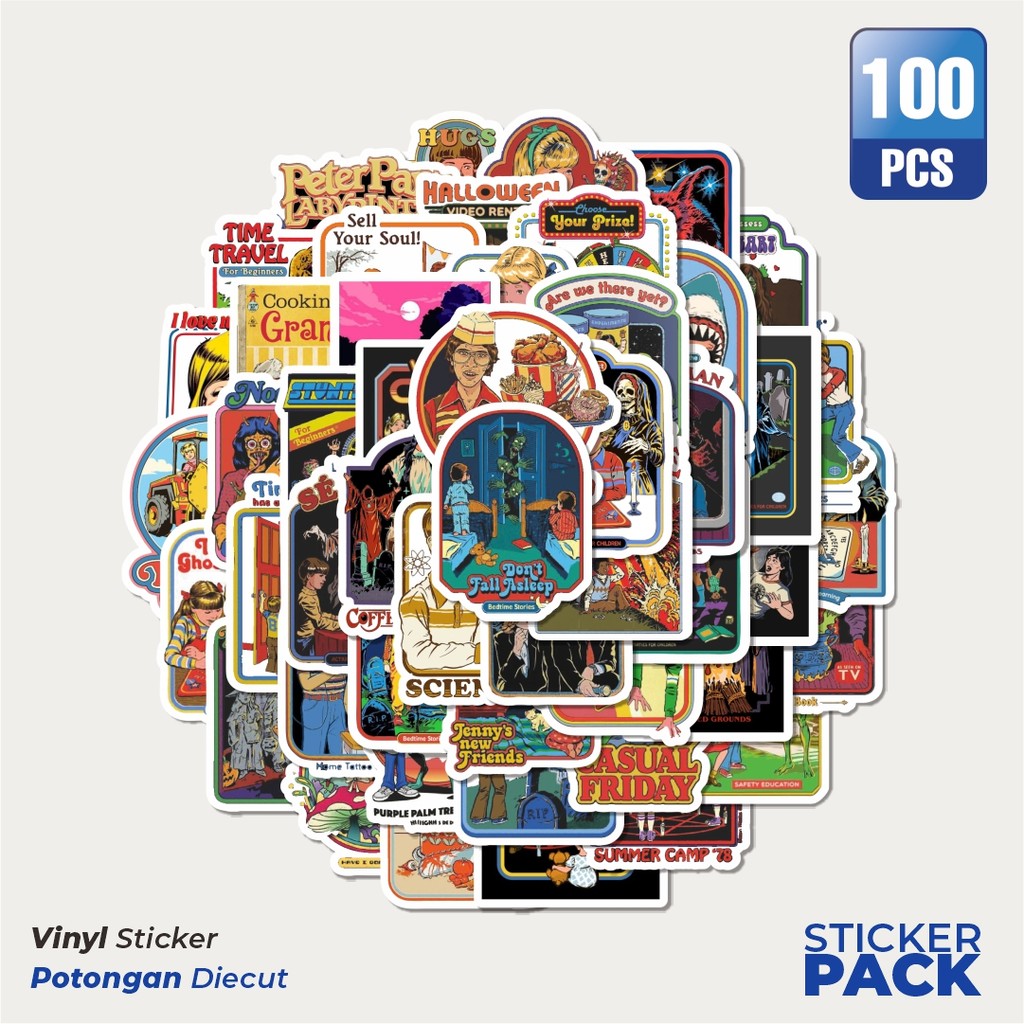 

Super Hemat! 100 PCS Stiker Retro Ghost Art Series 01 Waterproof Aesthetic- Untuk Laptop, Motor, dan Helm - Paper Stationery Pack