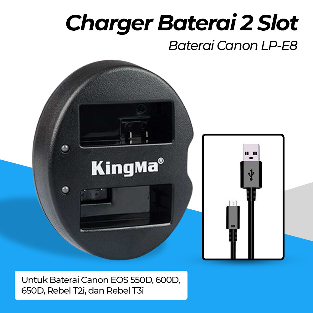 Promo KingMa Charger Baterai 2 Slot Canon 550D 600D 650D 700D Rebel T2i T3i - BM015-LPE8 Original