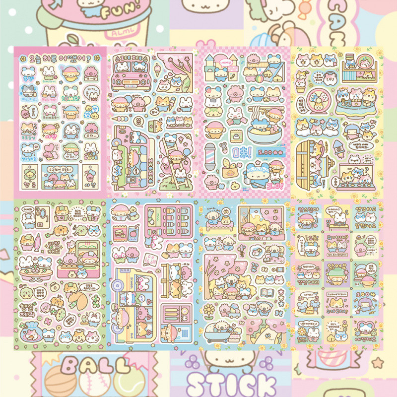 

Korean Cute Spring Series Stickers Kawaii Cartoon Animal Stickers Hand Account Scrapbook Diary Notebook DIY Decorative Stickers