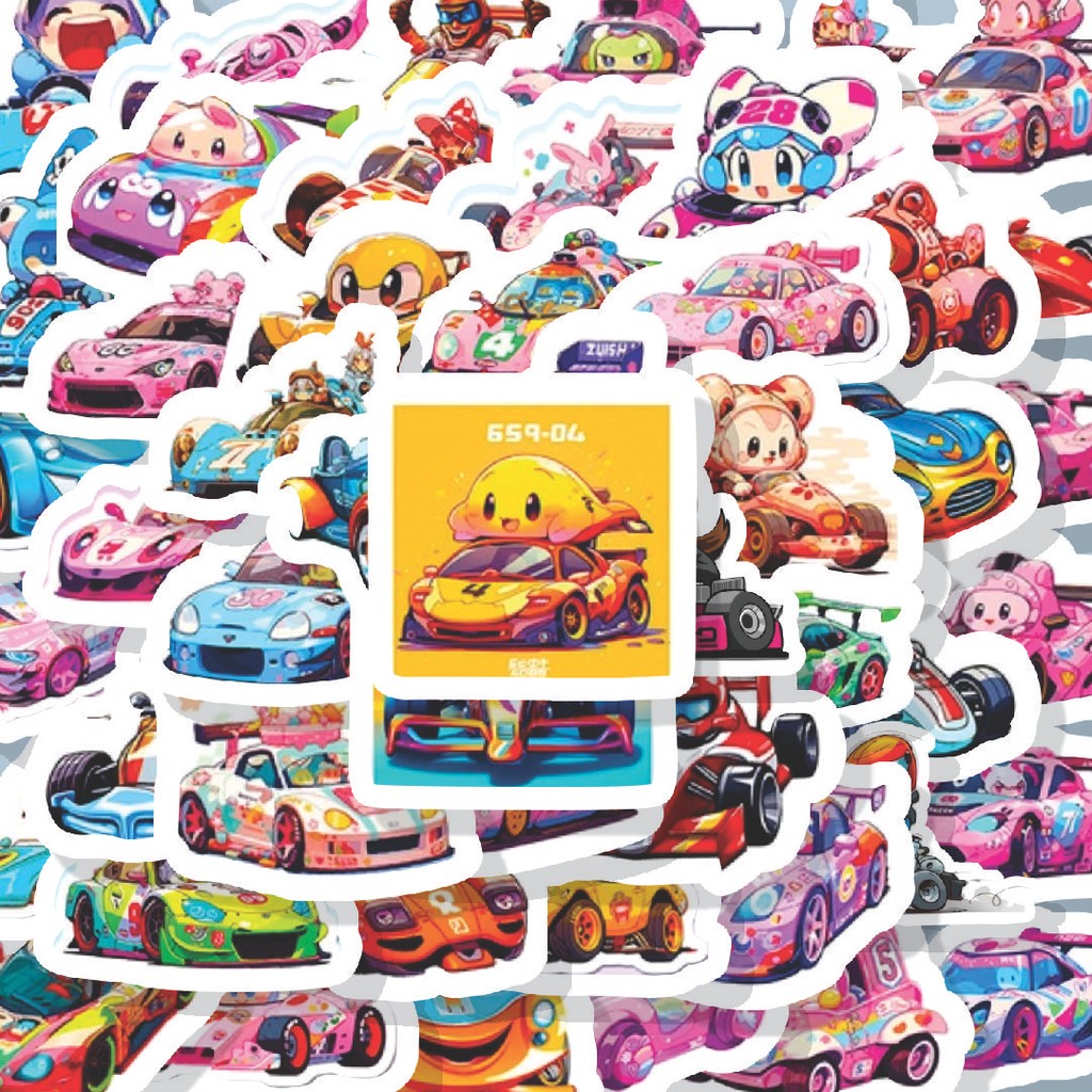 

100PCS Lucu Stiker Cute Car Racing [Balap Mobil Lucu] Stiker Aesthetic Stiker Anti Air Stikers Berperekat Waterproof sticker decal buat Motor Helm Buku Journal Koper Casing HP Laptop Botol Minum Hadiah anak