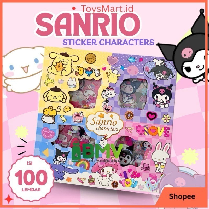 

Sticker Lucu 2D Sanrio Karakter Sanrio barbie frozen stitch pony Isi 100 Lembar Per Box