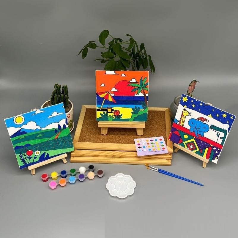 

[LOGU] Set Melukis untuk Anak - anak dengan canvas mini. Paket Melukis Anak dengan Canvas, Mini Painting Set