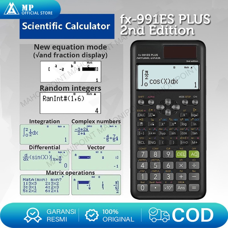 

Kalkulator Scientific Casio ilmiah FX-991EX/991ES-Plus Calculator Scientific Casio Kalkulator Casio Scientific 417 Fungsi/Dua Sumber Tenaga Baterai Dan Tenaga Matahari/40 Konstanta Rumus