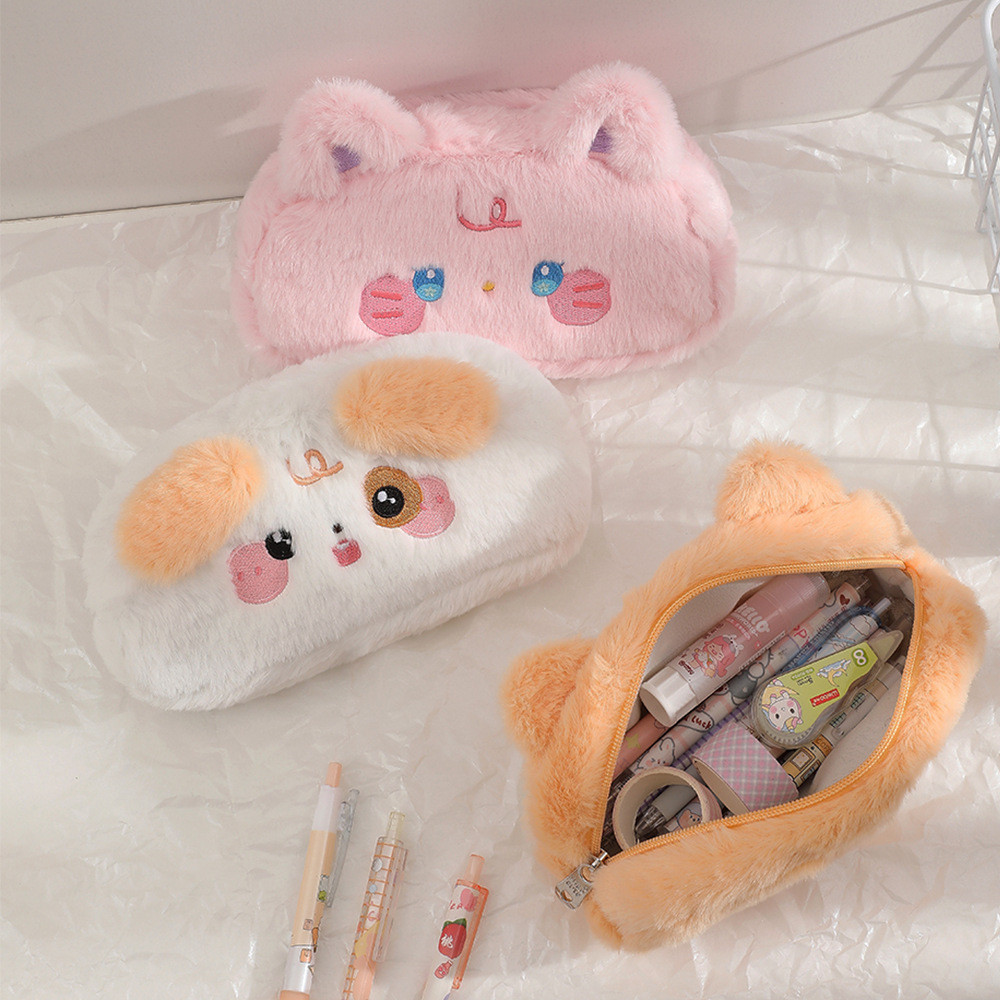 

Original Cartoon Plush Pen Bag Storage Bag for Girls DIY Material Storage Bag for Students Portable Stationery Pencil Case