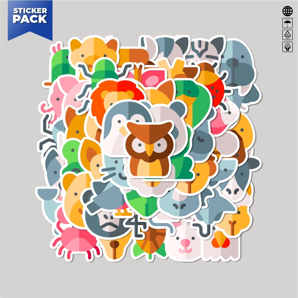 

[100PCS]Stiker Pack Stiker Animal Icon Pack Version [Versi Paket Ikon Hewan] Aesthetic Vinyl Anti Air Dekorasi Sticker Laptop Buku Journal Koper Helm Casing HP Gitar Helm Skateboard