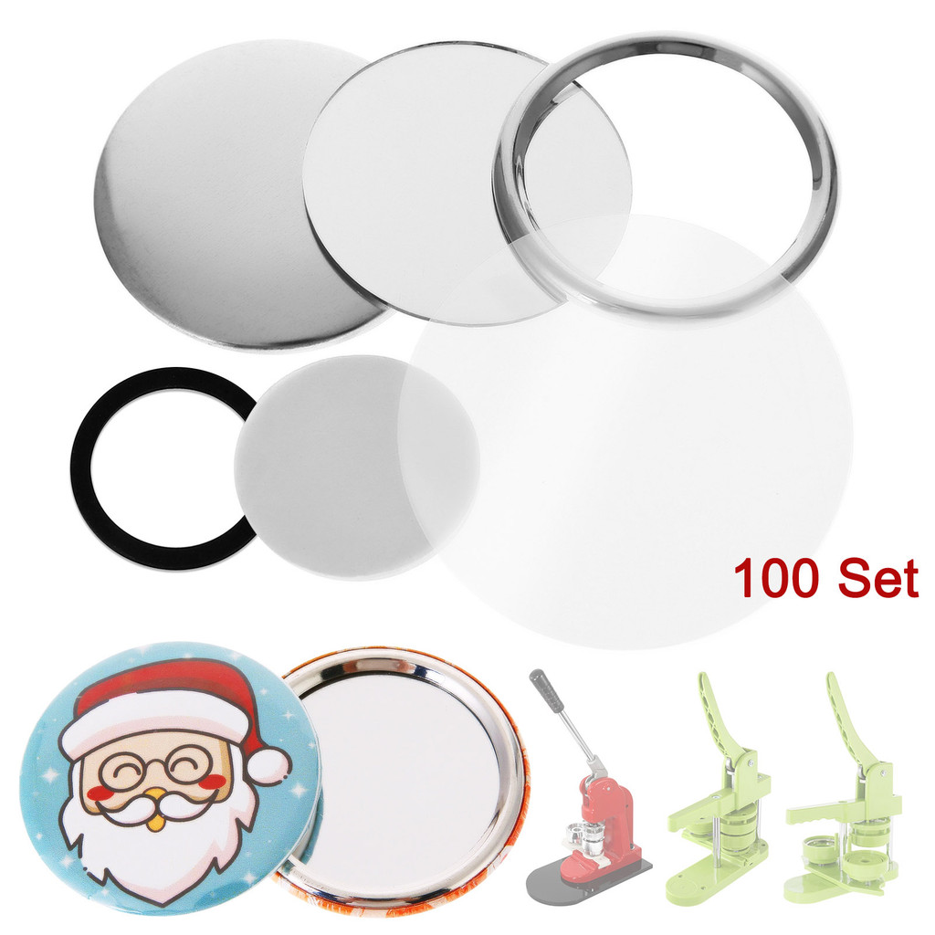 

100 Sets Key Ring Mirror Blank Badge Button Pins Pocket Mirrors 58mm Round Button DIY Crafts Parts For Button Maker Machine