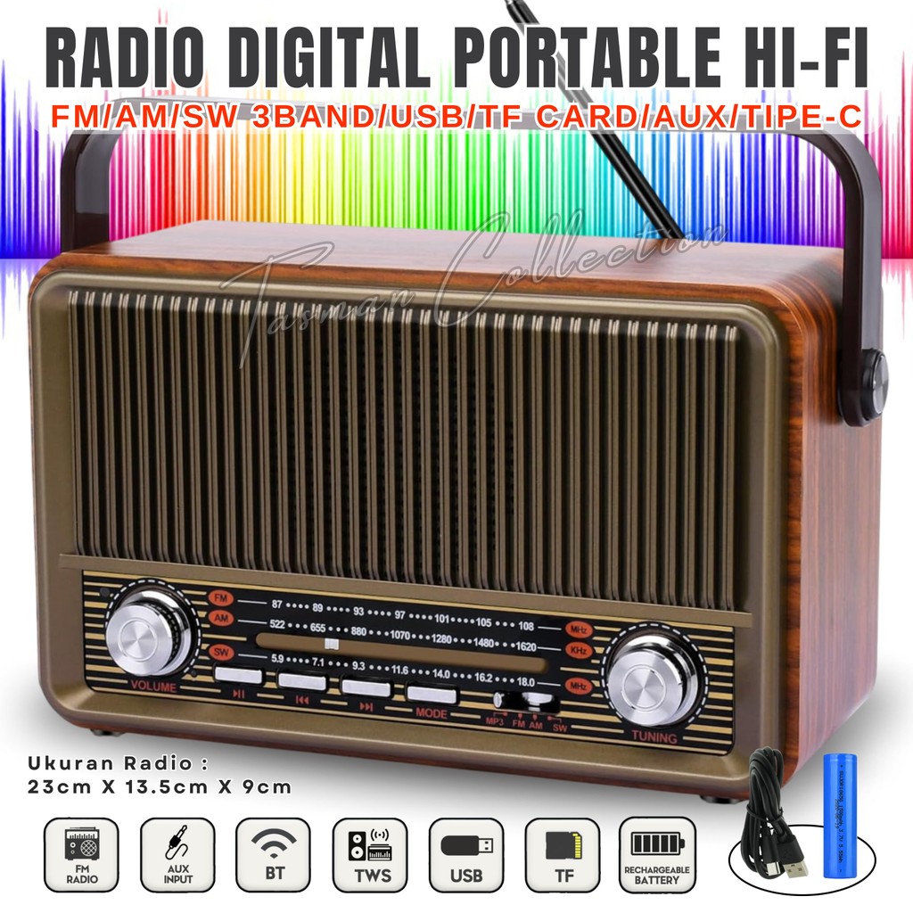 PILIHAN SHOPE Speaker Bluetooth Full Bass Radio Multimedia FLECO F-510T Fitur Radio FM/AM/SW/Bluetoo