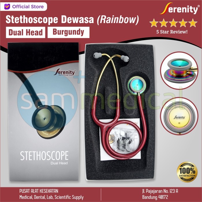 Serenity Stetoskop Stethoscope Dewasa - Burgundy Rainbow
