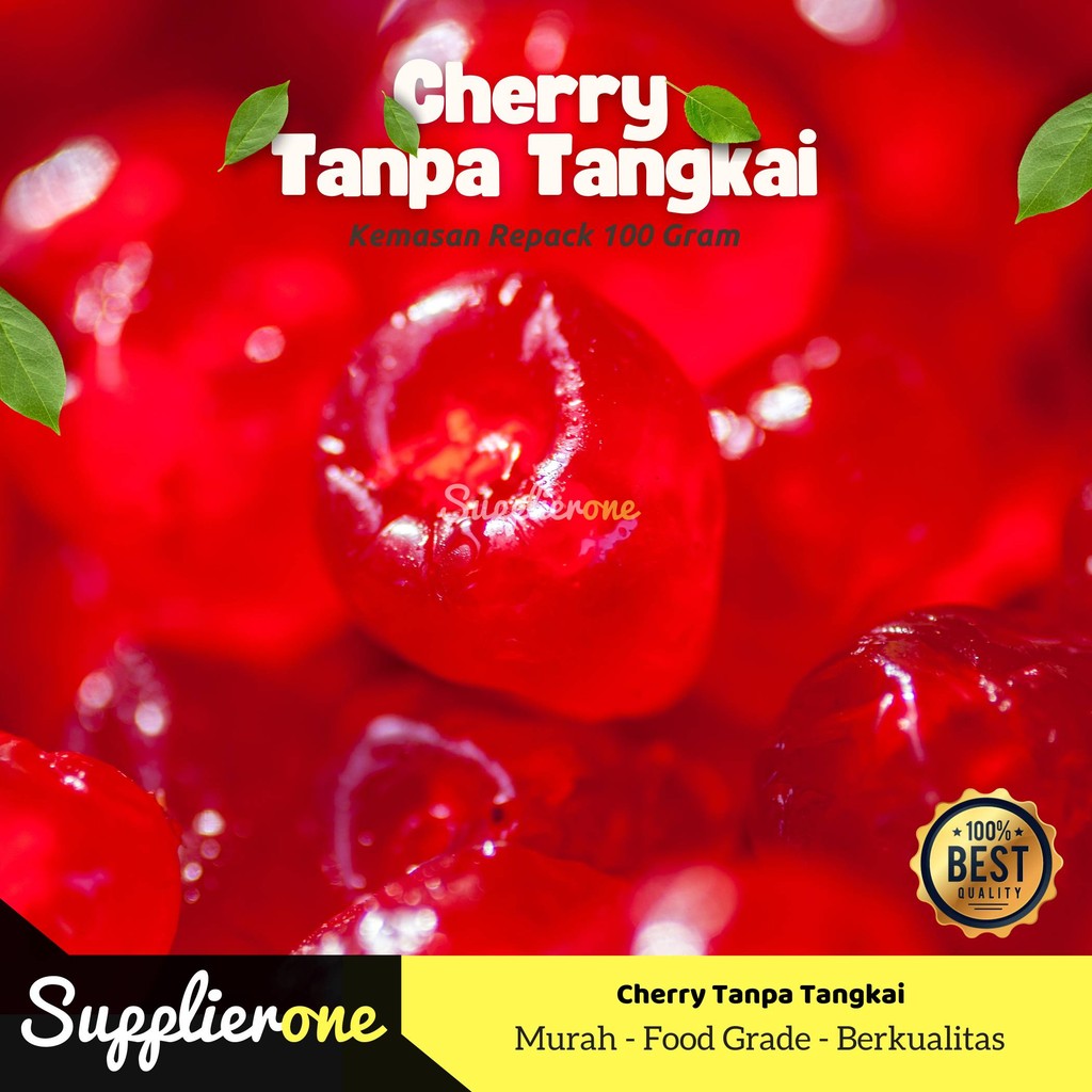 Cherry Mate Repack 100g / Cherry Maraschino / Cherry Tanpa Tangkai Merah / Buah Cherry Tanpa Tangkai