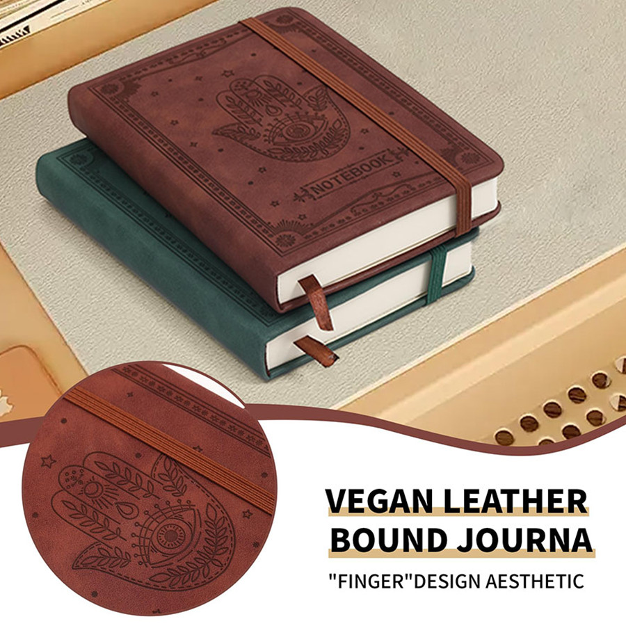 

Leather Pocket Notebook Lined Journal A6 Hardcover Leather Notebook 288 Page Finger Aesthetic Bound Record Notebook