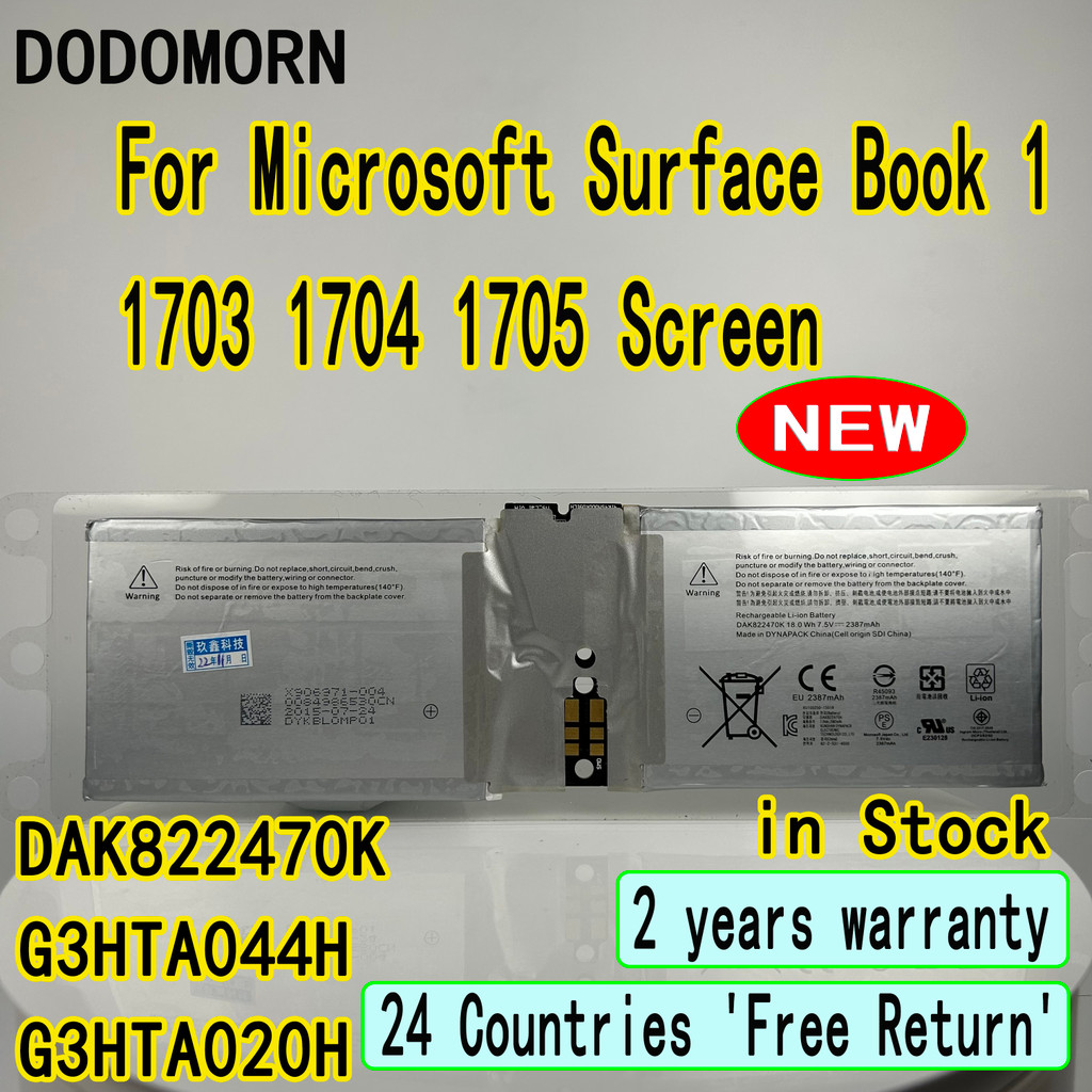 

DODOMORN New DAK822470K Tablet Battery For Microsoft Surface Book 1 1703 1704 1705 Screen G3HTA044H G3HTA020H In Stock