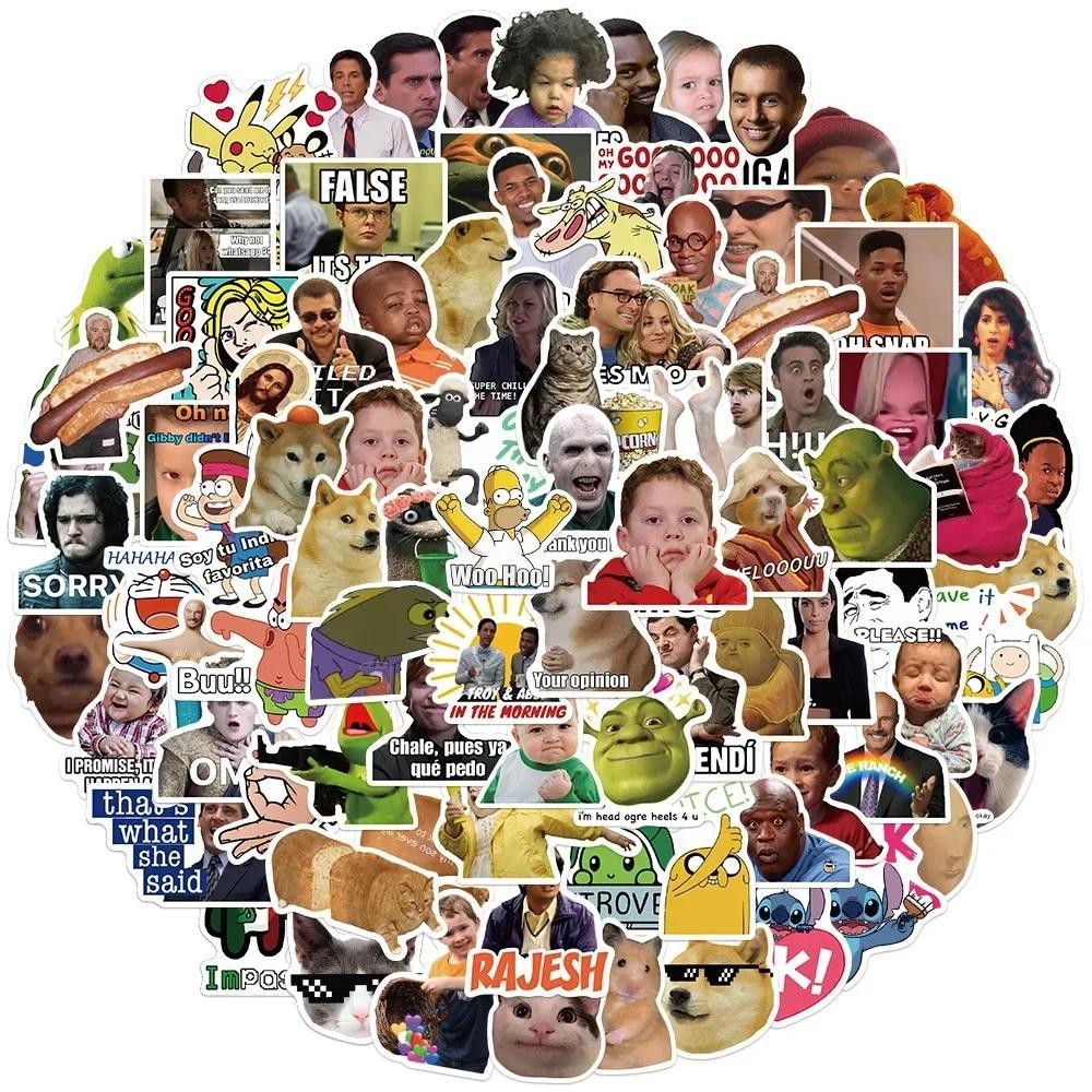 

50/100pcs Funny Meme Graffiti Stickers Vinyl Waterproof for Laptop Phone Case Notebook Water Bottle Toy DIY Decor Sticker Toys