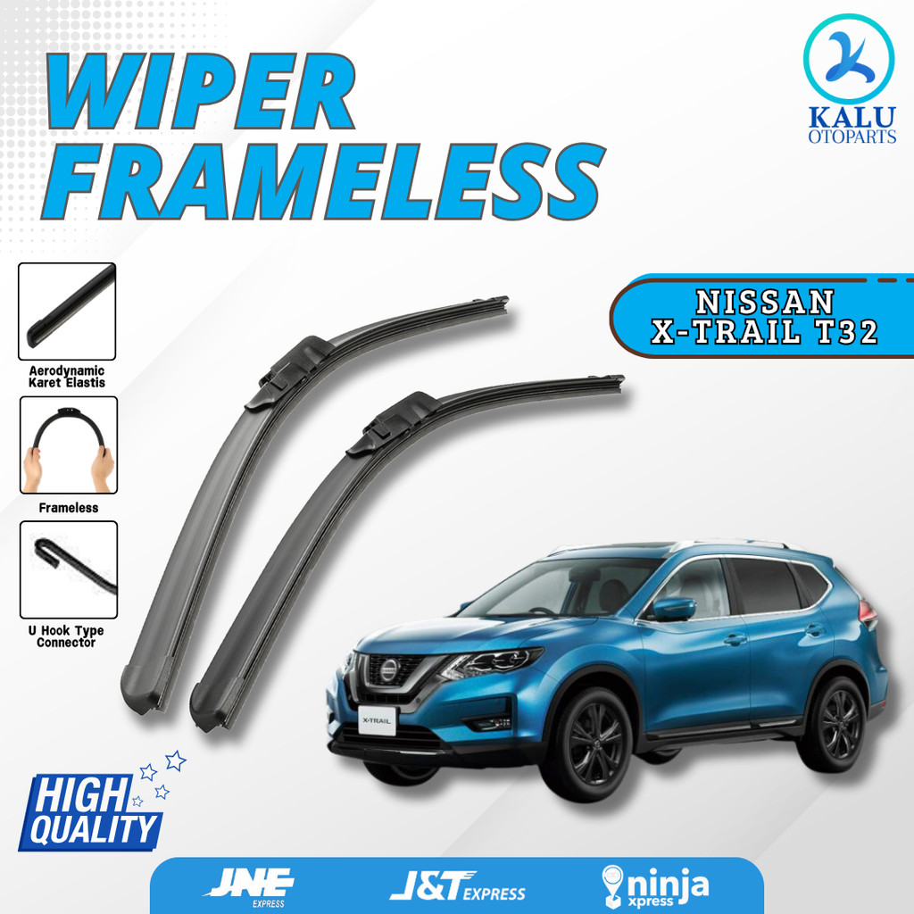 Wiper Mobil Nissan X-Trail Xtrail T32 Frameless 1 Set Kiri Kanan Tanpa Rangka Besi Full Karet