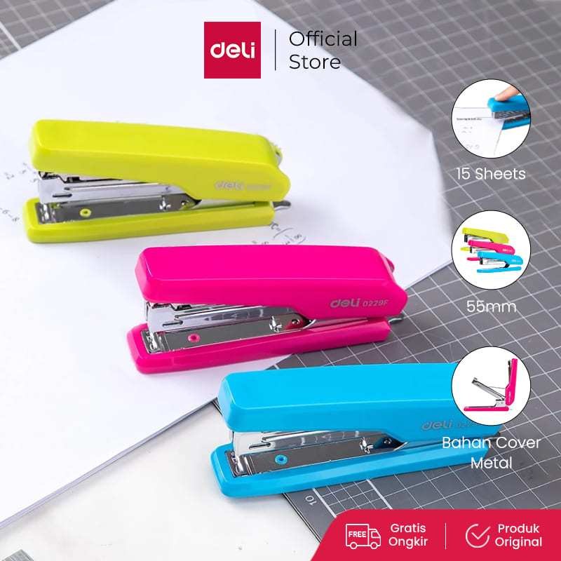 

Deli Staples Stapler Tahan Lama Durable 10 15lembar sheets Biru Blue E0229F