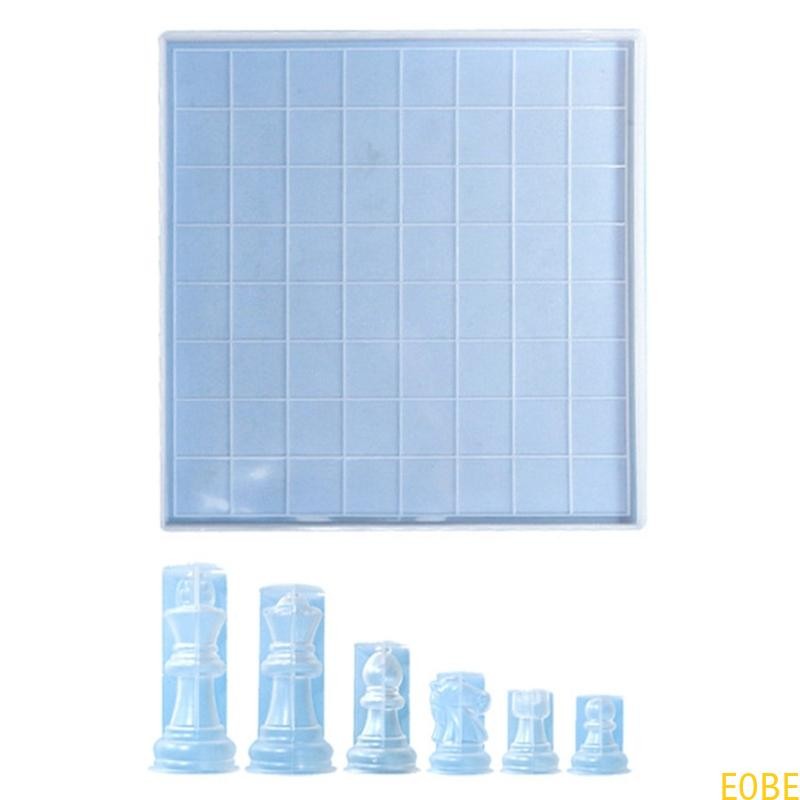 

E0BE Silicone Chess Piece Molds Chess Resin Mold Set Silicone Chess Board Game Mould