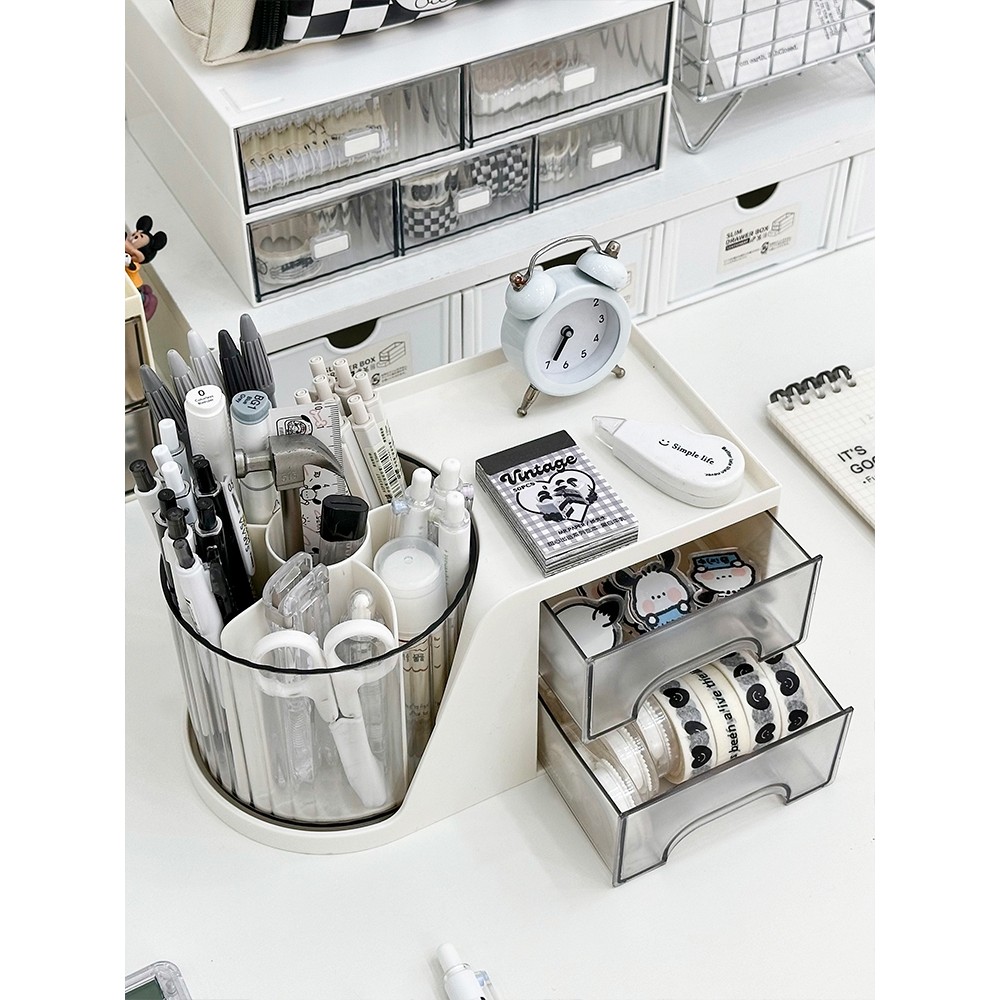 

Tempat Pena dengan Laci Desk Storage Organizer Tempat Alat Tulis Aesthetic Lucu / Pen Holder Kotak Penyimpanan Pulpen