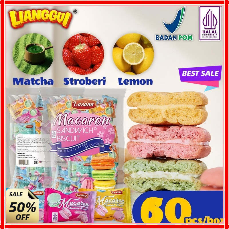 

[Jaminan kualitas] Lianggui HALAL Lianggui Biskuit Macaron Isi 3 Rasa HALAL - Matcha, Strawberry, Lemon Snack Viral untuk Anak Kantor