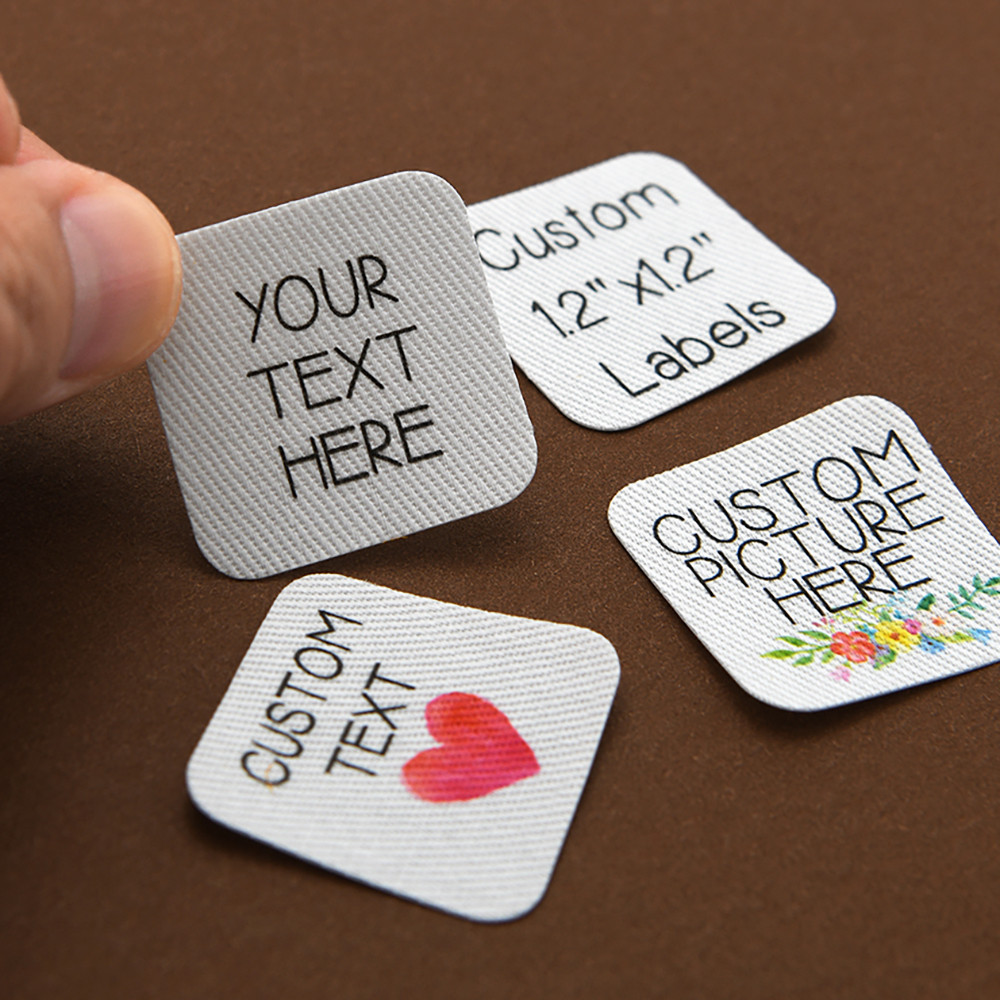 

Custom Cotton Labels - Iron On & Sew On, 30x30mm Rounded 54Pcs/Set for Apparel, Home Textiles - Personalized for Crafters