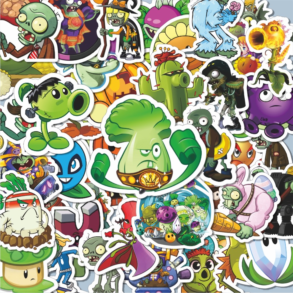 

100PCS Lucu Stiker Game Series PLANT vs ZOMBIE Character Mix 6 Stiker Aesthetic Stiker Anti Air Stikers Berperekat Waterproof sticker decal buat Motor Helm Buku Journal Koper Casing HP Laptop Botol Minum Hadiah anak