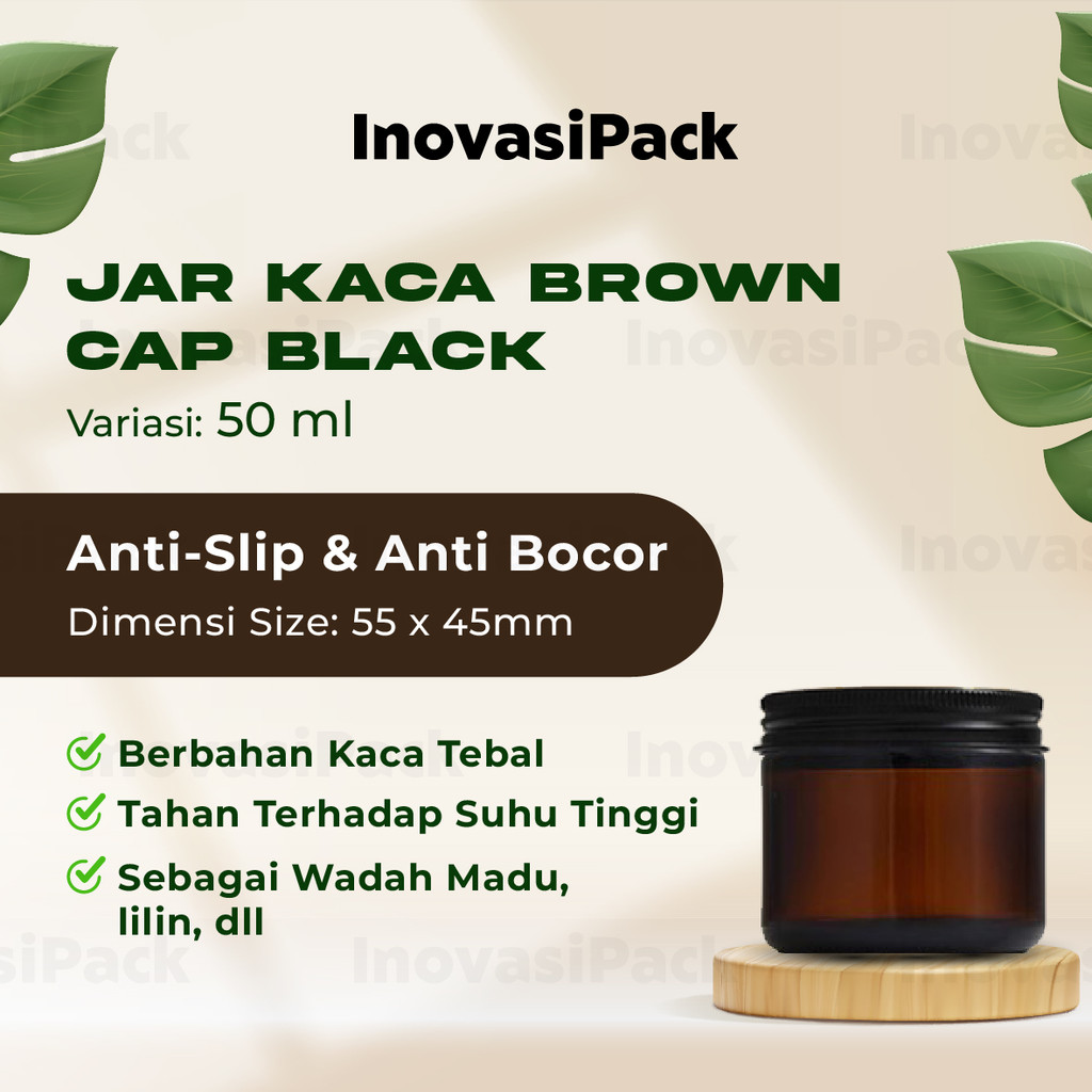Jar Kaca Amber 50ML 100ML 250ML Bulat Tutup Aluminium Hitam / Toples Kaca / Glass Jar 50ML 100 ML 25
