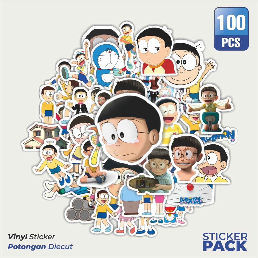 

Super Hemat! 100 PCS Stiker Anime Series Doraemon Character Nobita Waterproof Aesthetic- Untuk Laptop, Motor, dan Helm - Paper Stationery Pack