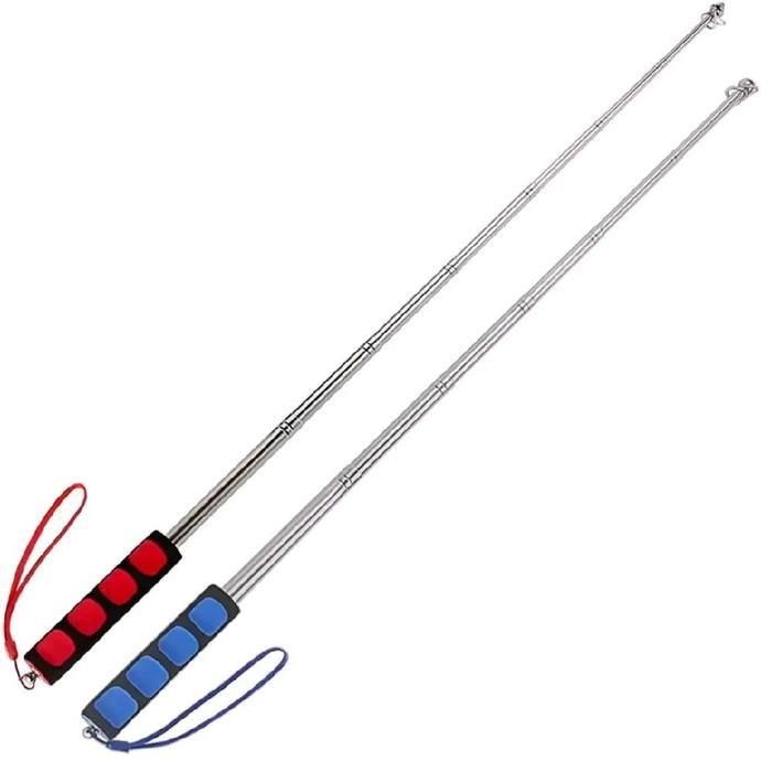 Promo Tiang Bendera Portable Baja Tahan Karat Teleskopik 2 Meter Biru Merah Stainless Steel Adjustab