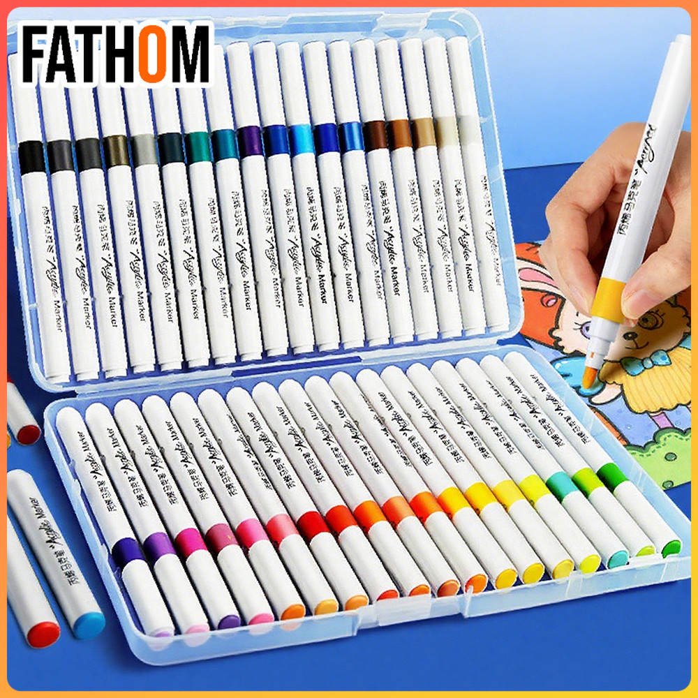 

Spidol akrilik seni siswa yang dilukis dengan tangan DIY pigmen khusus 24 warna tahan air tidak pudar kertas tidak transparan dapat ditumpuk