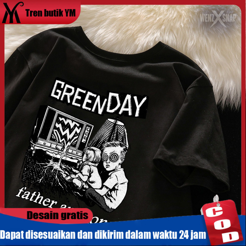 YM Tshirt Punk Distorsi TV Family Art Unised Atasan Pria Wanita Cowok Cewek Lengan Pendek Stylish St