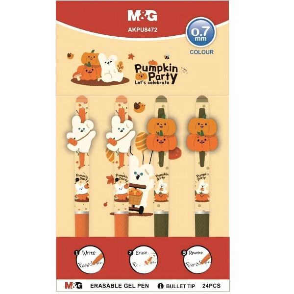 

M&G "Pumpkin Party" Retractable Erasable Gel Pen 0.7mm AKPU8472 - Crystal Blue Ink