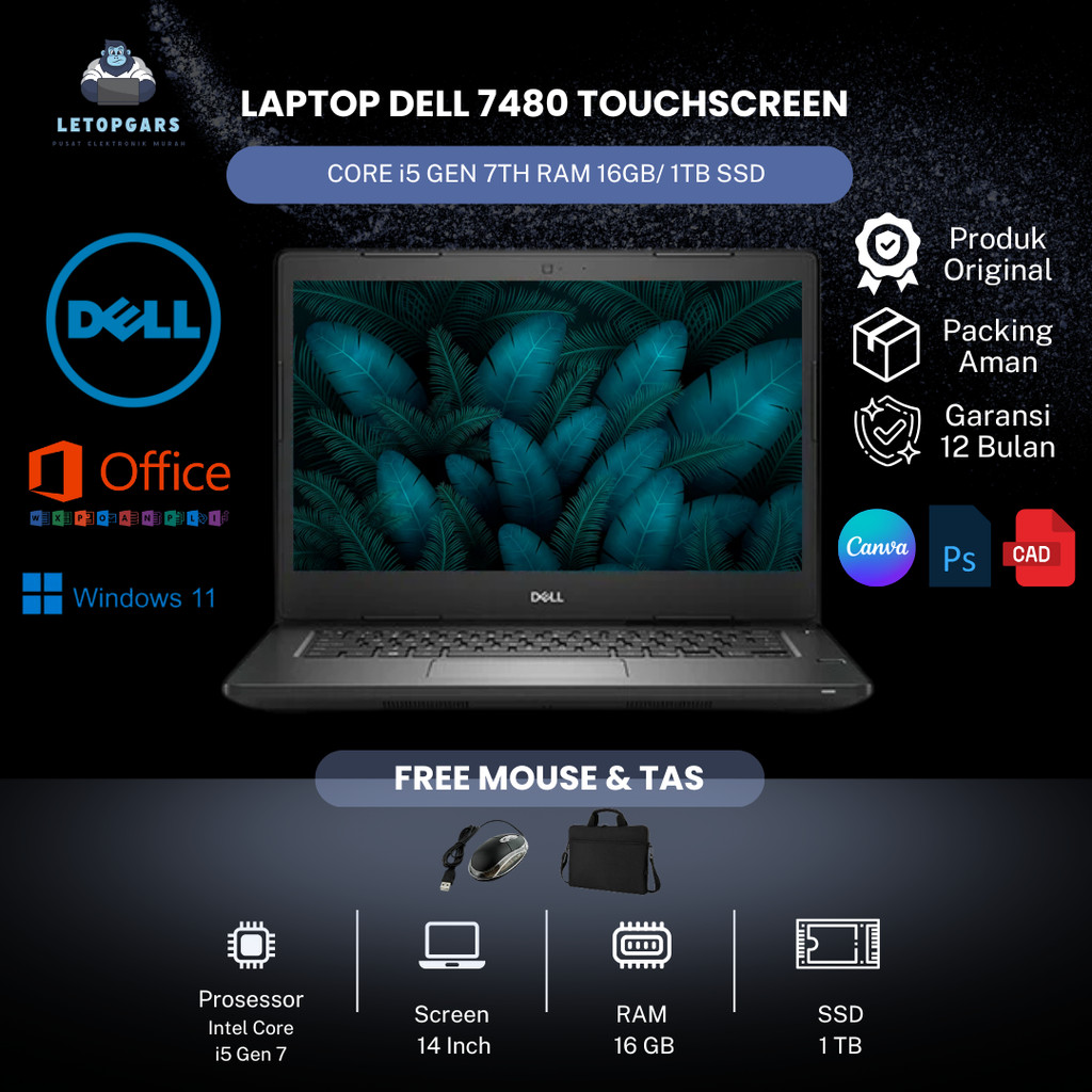 Laptop Dell Latitude 7480 TOUCHSCREEN Core i5 7th RAM 32GB /1TB SSD - 8GB/256 SSD