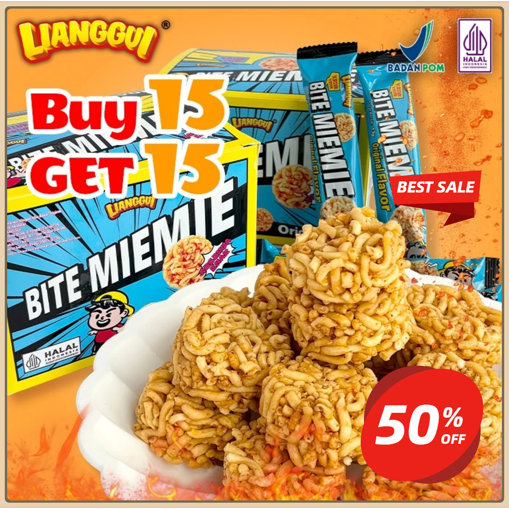

[Jaminan kualitas] LIANGGUI HALAL 【Beli 15 Pcs Gratis 15 Pcs】Lianggui Bite Miemie Box Isi 30Pcs Camilan Enak untuk Anak Sekolah, Snack Renyah & Praktis, Cocok untuk Cemilan Lebaran Enak Cemilan