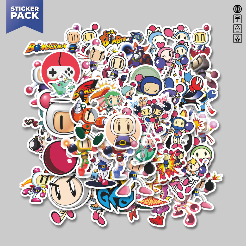 

[100PCS]Stiker Pack Stiker Game Series Bomberman Mix 1 Aesthetic Vinyl Anti Air Dekorasi Sticker Laptop Buku Journal Koper Helm Casing HP Gitar Helm Skateboard