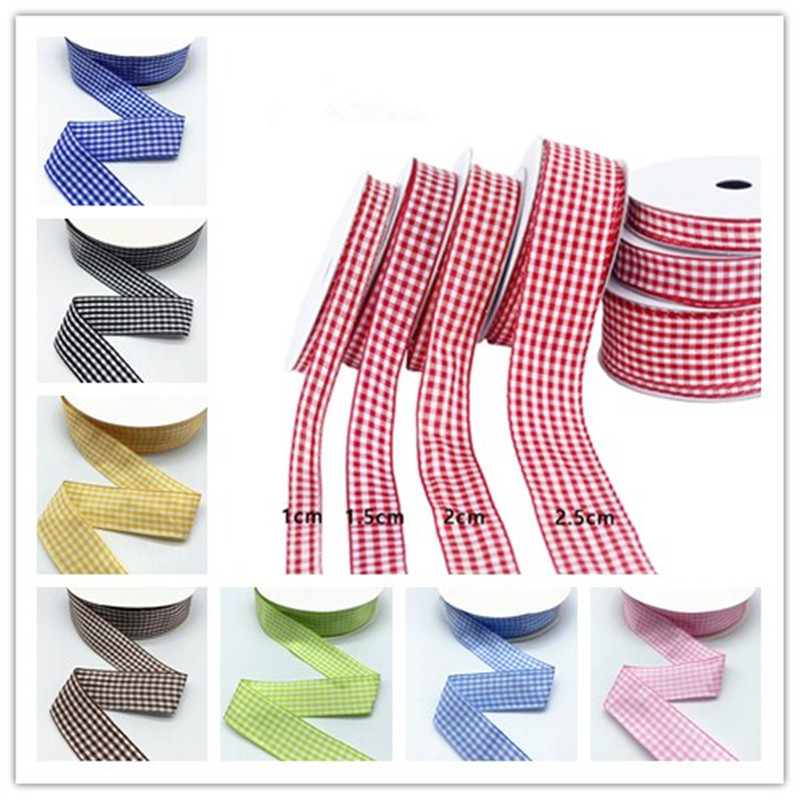

New 5Yards 10--25mm Plaid Cotton Ribbon Wedding Christmas Decoration DIY Sewing Fabric Handmade Bow Ribbon Flower Gift Packaging
