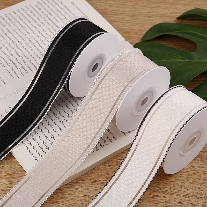 

9.5Yards 38MM Wave Edged Polyester Plaid Ribbon 0926R09 Make Bowknots Kids Accessories Material Handmade