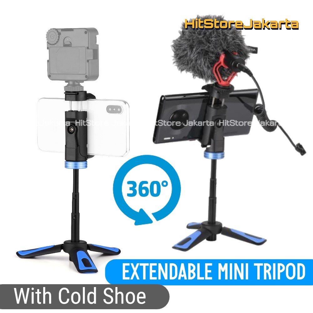 Cold Shoe Mini Tripod Extendable Tripod Smartphone Vlog Mirrorless Camera GoPro Tongsis Lipat HP