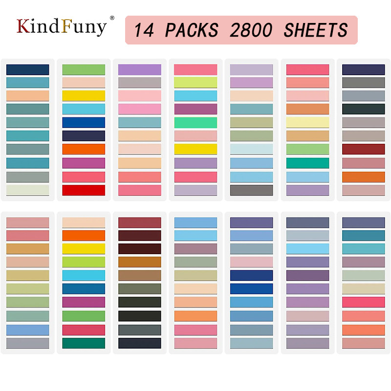 

KindFuny 2800Pc Sticky Notes Index Tabs Self Adhesive Page Markers Transparent Waterproof Classify Files Flags planner Posted It